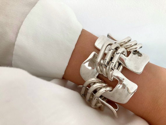 Antique Silver Heavy Bracelet, Large Massive Personalized