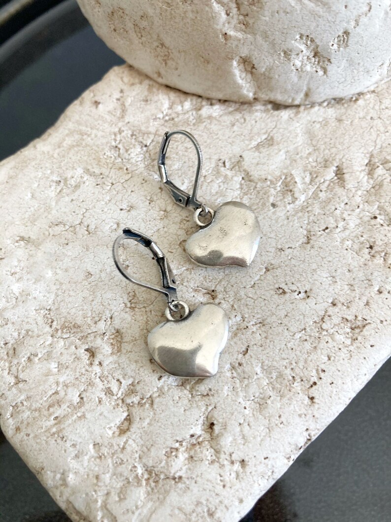 Antique Silver earrings, Irregular Shaped Earrings, Silver Earrings, Statement Earrings, Boho silver earrings, Heart earrings image 3