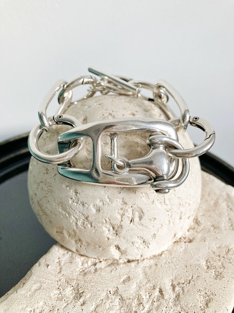 Antique Silver bracelet, Silver Wrap Bracelet, Link Silver Bracelet, Chunky Silver Bracelet, birthday gift, gift for her image 4