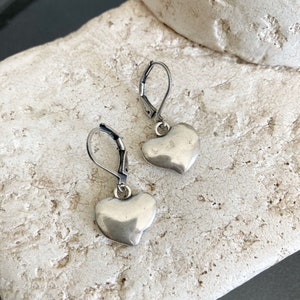 Antique Silver earrings, Irregular Shaped Earrings, Silver Earrings, Statement Earrings, Boho silver earrings, Heart earrings image 5