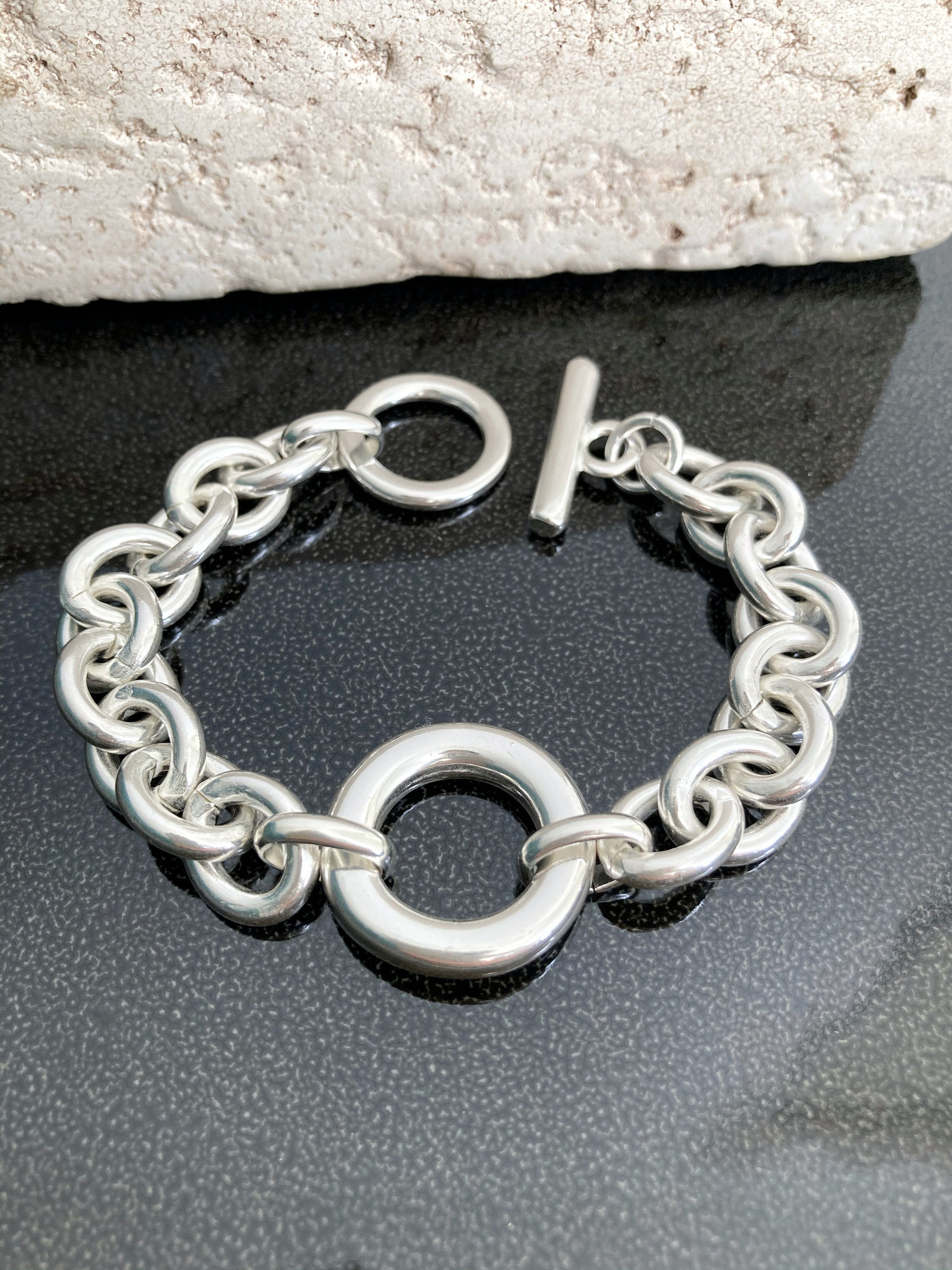 Silver Chunky Heavy Chain Bracelet, Large Big Chain Bracelet, Silver Personalized Bracelet, Statement Bracelet, Gift for her - Etsy Polska Silver Chunky Heavy Chain Bracelet, Large Big Chain Bracelet, Silver Personalized Bracelet, Statement Bracelet, Gift for her - Etsy Polska