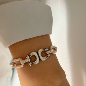 Antique Silver  bracelet, Solid Silver Wrap Bracelet, Link Silver Bracelet, Chunky Silver Bracelet, womens gift, Oval bracelet,