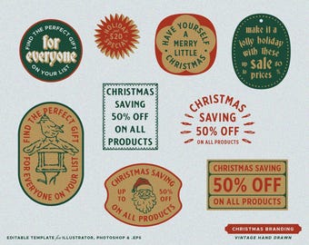 9 Vintage Christmas Editable Promotion Design Template