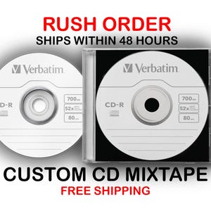RUSH 48hr Turnaround CD Mixtape Compact Disc Silver Design Personalizado Fita Mista Personalizada Presente Perfeito