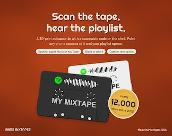 3D Printed Scannable Cassette Tape, Custom Spotify Playlist Gift (QR Code)