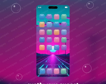 Synthwave Phone Wallpaper Pack, Neon 80s Sunset Retrowave Aesthetic Wallpaper for iPhone & Android, Vaporwave Outrun Retro Backgrounds