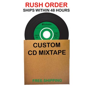 RUSH 48-uurs productie-cd mixtape compact disc digitaal vinylontwerp gepersonaliseerd aangepaste gemengde tape perfect cadeau