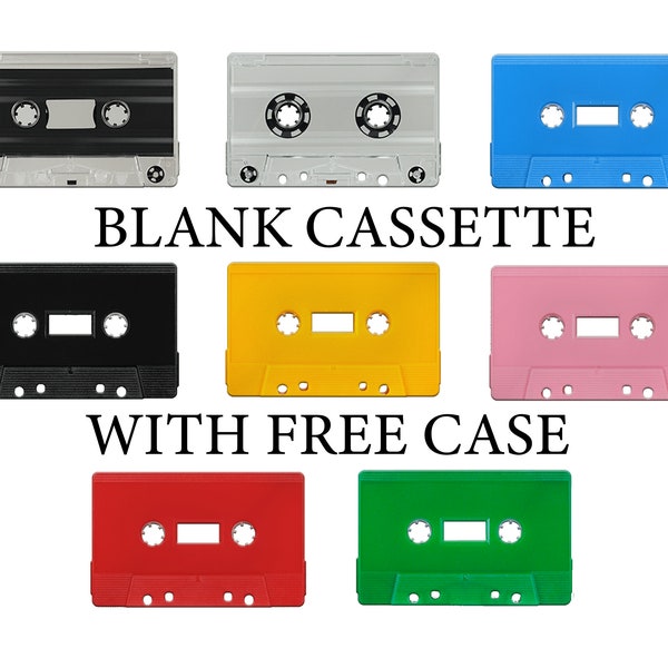 Blank Cassette Tape With FREE Case  30 60 90 Minute Record Time Multiple Colors To Choose From Personal Recording For Mixtape
