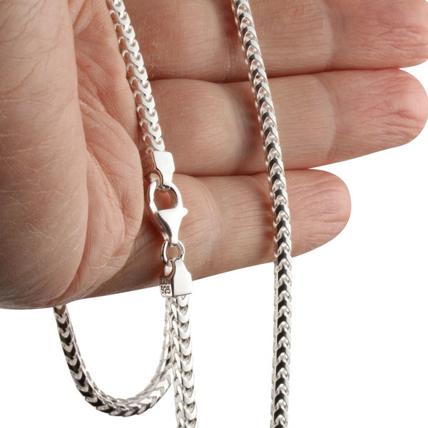 3mm Wide Silver Franco Chain, 925 Sterling Silver Franco Chains, Gifts For Her or Him, Solid Silver, Genuine Silver Chains, Hallmarked
