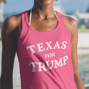 Texas for Trump MAGA AF 2024 Shirt for Women, Texas Freedom Save America Tank Top, Anti Biden Conservative Libertarian Texan Racerback Tank, Hot Pink, from Patriotic Parenting