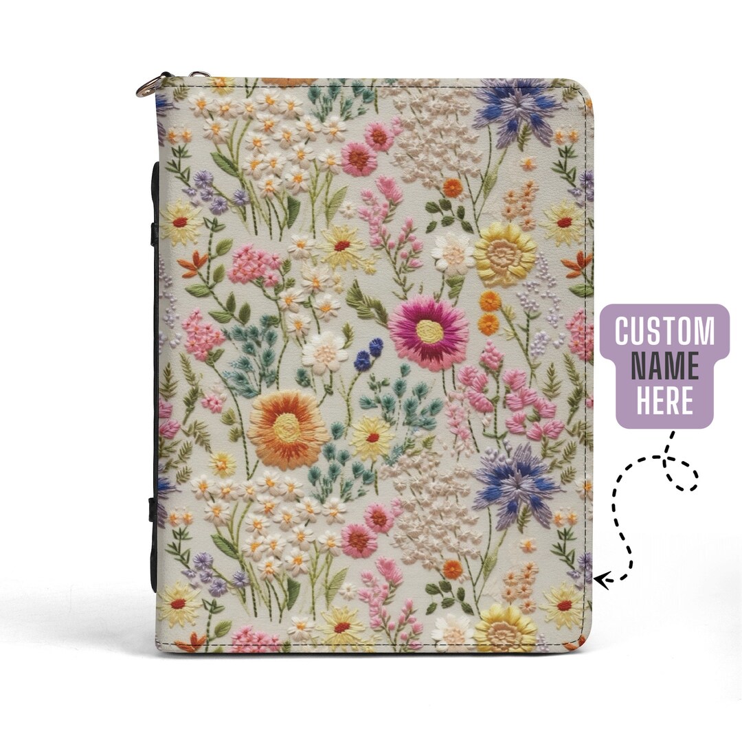 Personalized Floral Bible Cover: Summer Flower Bloom, Custom PU Leather ...