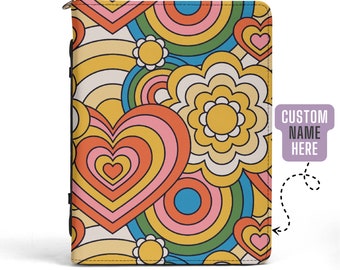 Bijbelomslag met abstracte bloemen gepersonaliseerd, aangepaste bijbelomslag bloemen, christelijk cadeau, veganistisch leren bijbelhoes cadeau, schattige bijbelomslag