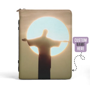 Jesus Sunrise Bible Cover Personalized, Custom Bible Cover, Christian Gift, Vegan Leather Bible Case, Jesus Gift, Cute Bible Cover, Brazil