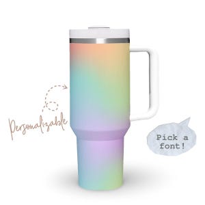 Rainbow Aura Custom Tumbler 40 Unzen Cup Personalisierte Reisetasse mit Strohbecher mit Griff Bunter personalisierbarer Geschenk-Quencher für Sie