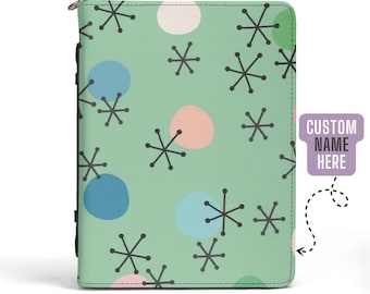 Groene bijbelomslag gepersonaliseerd, aangepaste bijbelomslag, christelijk religieus cadeau, veganistische leren bijbelhoes, schattige bijbelomslag, modern halverwege de eeuw