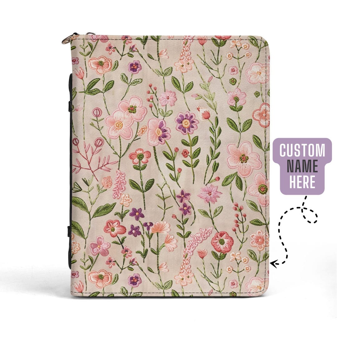 Personalized Floral Bible Cover: Blush Spring PU Leather, Custom ...
