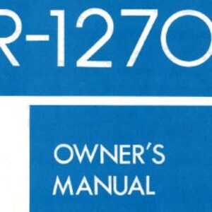 SUPERSCOPE R-1270 Receiver Owner&#39;s Manual (English)