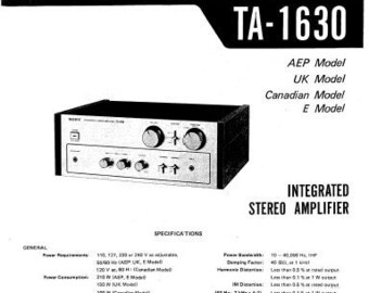 SONY Ta-1630 Onderhoudshandleiding Geïntegreerde stereoversterker in het Engels. MEER HANDLEIDINGEN @ themanualsservice punt com