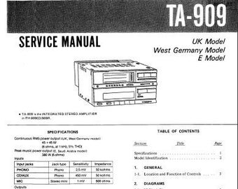 SONY Ta-909 Onderhoudshandleiding Geïntegreerde stereoversterker in het Engels. MEER HANDLEIDINGEN @ themanualsservice punt com