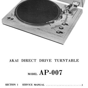 AKAI AP-007 Turntable Service Manual: Schematics & PCBs (English)