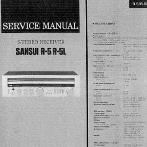 SANSUI R-5 R-5L Service Manual Stereo Receiver in English. MORE MANUALS @ themanualsservice dot com