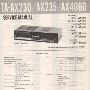 SONY TA-AX230/235/4060 Integrated Stereo Amplifier Service Manual