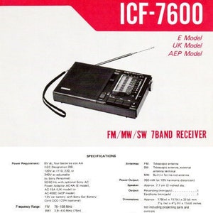Sony Icf 7600 - Etsy