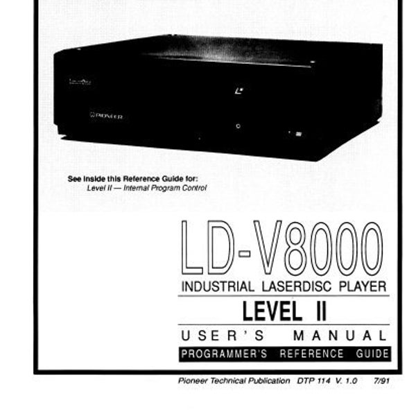 PIONEER Ld-v8000 Users Manual Industrial Laserdisc Player Level II in ENGLISH9