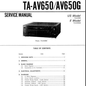 SONY TA-AV650/AV650G Stereo Amplifier Service Manual (English)