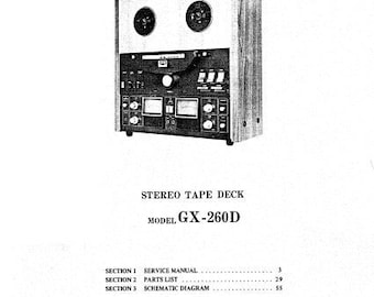 AKAI GX-260D Service Manual, y compris les schémas de circuit imprimé et la liste des pièces détachées Platine à cassettes stéréo en ANGLAIS