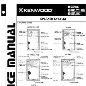以下が含まれることがあります： スピーカーシステムの外部ビューを示す白黒の図。図は、トゥイーター、ミッドレンジ、ウーファー、スーパーウーファーなど、スピーカーのさまざまなコンポーネントを示しています。図は、アッテネーターパネル、パイプダクト、シリアル番号の位置も示しています。