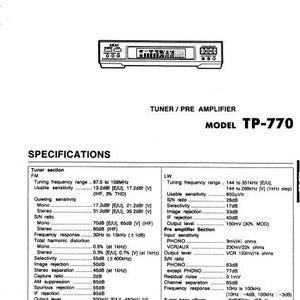 AKAI Tp-770 Service Manual Tuner Pre Amplifier Including Block Diagrams Pcbs Schematic Diagrams and Parts List in ENGLISH