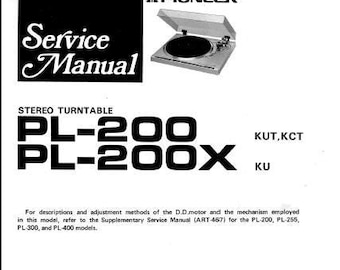 PIONEER Pl-200 Pl-200X Bedienungsanleitung Stereo Plattenspieler in Englisch. MEHR HANDBÜCHER @ themanualsservice dot com