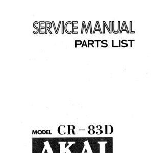 AKAI Cr-83D サービス マニュアル 8 トラック カートリッジ ステレオ テープ デッキ (英語)。その他のマニュアルは themanualsservice dot com でご覧ください。