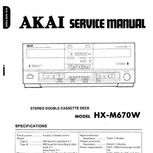 AKAI HX-M670W Stereo Double Cassette Deck Service Manual