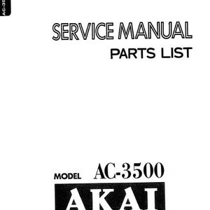 AKAI Ac-3500 Ac-3500L Service Manual Stereo Cassette Receiver including Block Diagrams Pcbs Schematic Diagrams and Parts list in ENGLISH