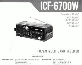 Manuel d'entretien SONY ICF-6700W, y compris les schémas Récepteur multibande Fm Am