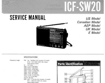 SONY ICF-SW20 Receiver Service Manual English PDF Download - Etsy