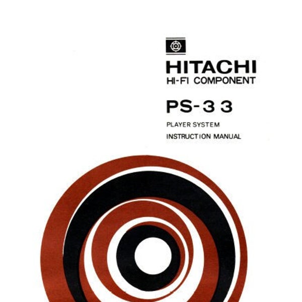 HITACHI PS-33 Instruction Manual Belt Drive Turntable Player System