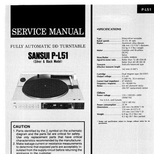 Sansui P-L51 Turntable Service Manual - Fully Automatic Direct Drive (English)