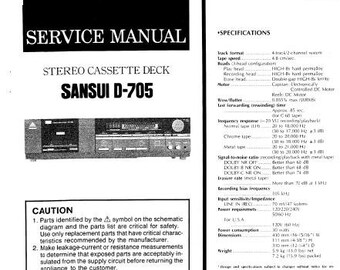 SANSUI D-705 Servicehandleiding stereo cassettedeck in het Engels. MEER HANDLEIDINGEN @ themanualsservice punt com