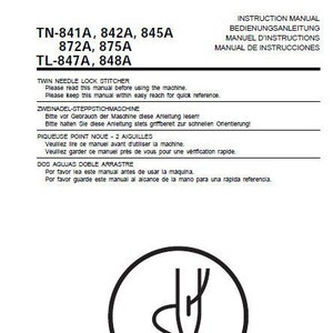 Brother Sewing Machine Instruction Manual: TL-847A, TN-841A Series