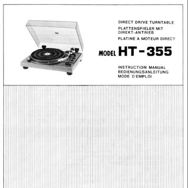 HITACHI HT-355 Instruction Manual Direct Drive Turntable in English Deutsch und Francais