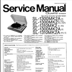 Technics SL-1300MK2 Turntable Service Manual: English Deutsch Francais