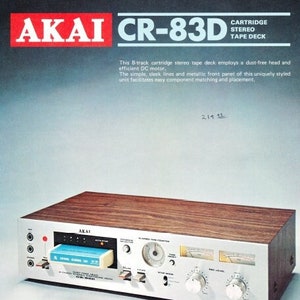 AKAI Cr-83D カタログ 8 トラック カートリッジ ステレオ テープ デッキ 2 ページ 1 英語。PDF ダウンロード。その他のマニュアルは themanualsservice dot com でご覧ください。