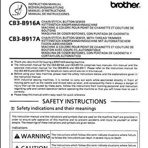 BROTHER Cb3-B916A Cb3-B917A Instruction Manual Sewing Machine in English Deutsch Francais Espanol MORE MANUALS @ themanualsservice dot com