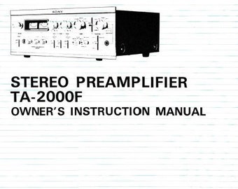 SONY TA-2000F Stereo Preamplifier Owners Manual (PDF Download)