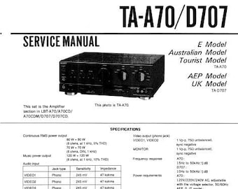 SONY Ta-A70 Onderhoudshandleiding Geïntegreerde stereoversterker in het Engels. MEER HANDLEIDINGEN @ themanualsservice punt com