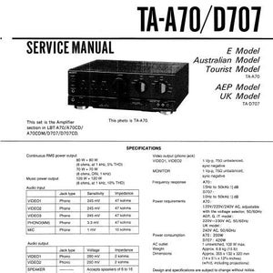 SONY Ta-A70 Service Manual Integrated Stereo Amplifier in English. MORE MANUALS @ themanualsservice dot com