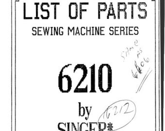 SINGER 6210 6212 6606 List Of Parts Sewing Machine in ENGLISH